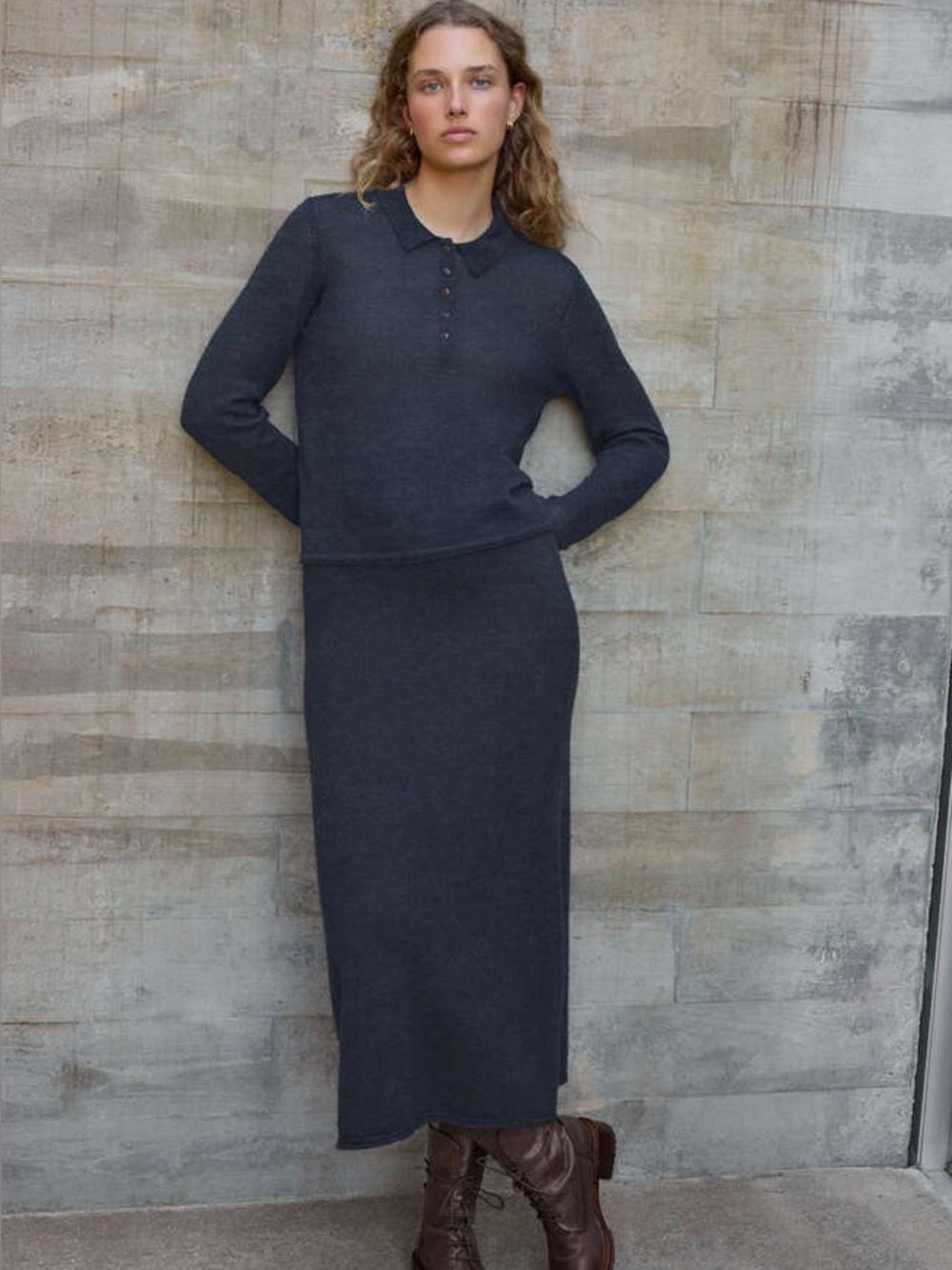 Poetry Fashion Merino Wool & Baby Alpaca Knitted Midi Skirt — Size 14 — NWT - Picture 7 of 9